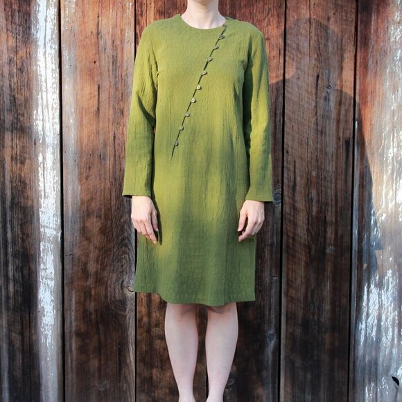 Asiatica Green Linen Dress - Picture 1 of 7